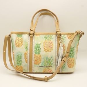 NWT BRAHMIN Mini Asher Pineapple Leather Satchel